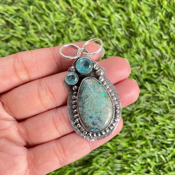 Chrysocolla Pendant 925 Sterling Silver 