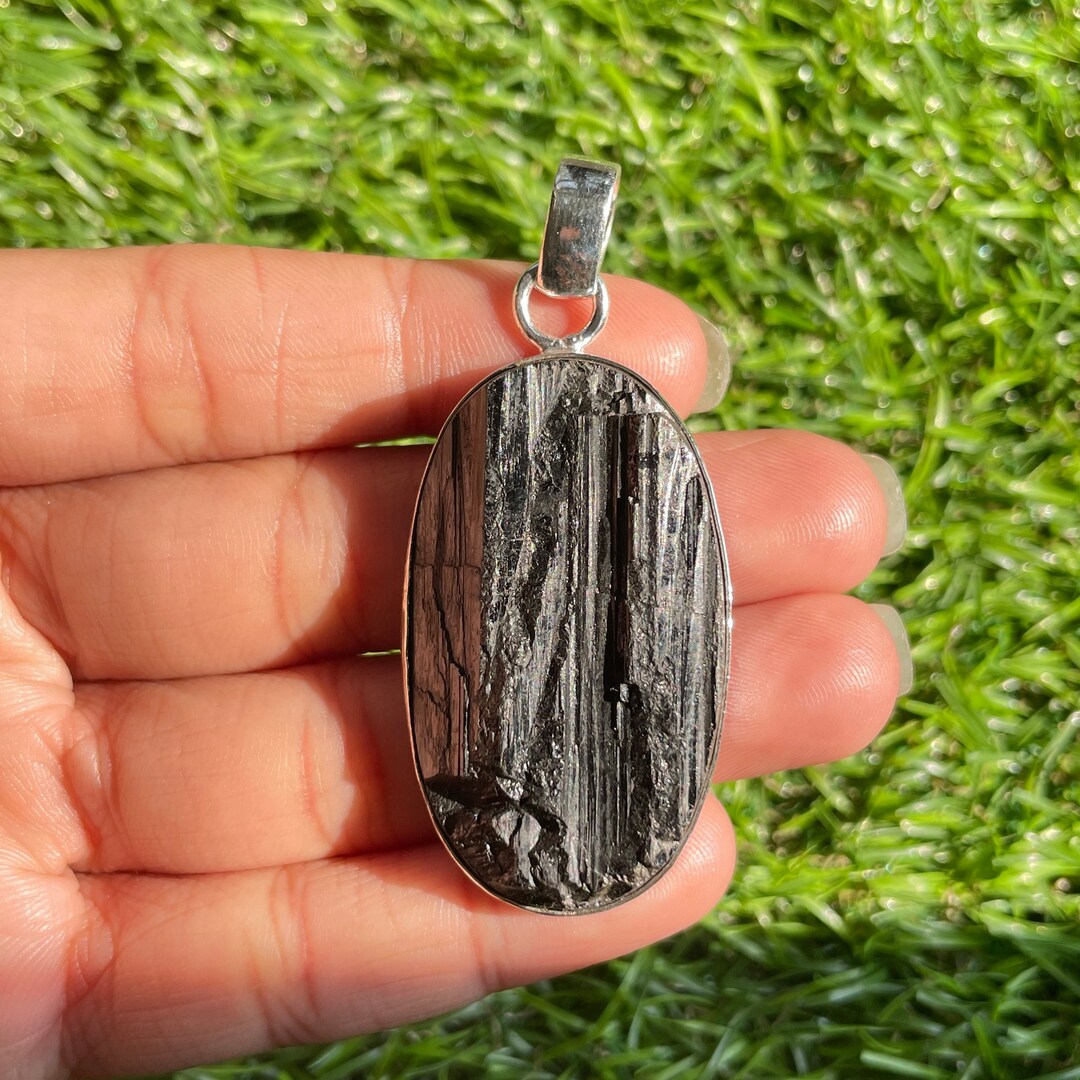 Buy Black Tourmaline Rough 925 Sterling Silver Pendant Black Tourmaline  Rough Gemstone Handmade Jewelry Protecting Pendant for Necklaces Women  Online