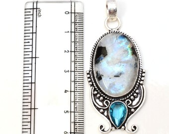 Pendentif fait main en argent sterling 925 avec topaze
