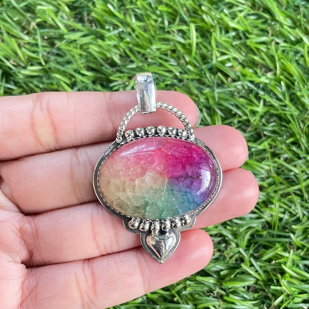 Solar Quartz Pendant 925 Sterling Silver Pendant Solar Quartz Etsy