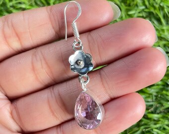 Pink Kunzite Earrings in Sterling Silver 14.50cts | Gemporia