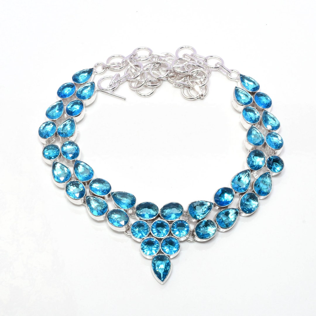 Handmade Blue Topaz 925 Sterling Silver Necklace - Etsy
