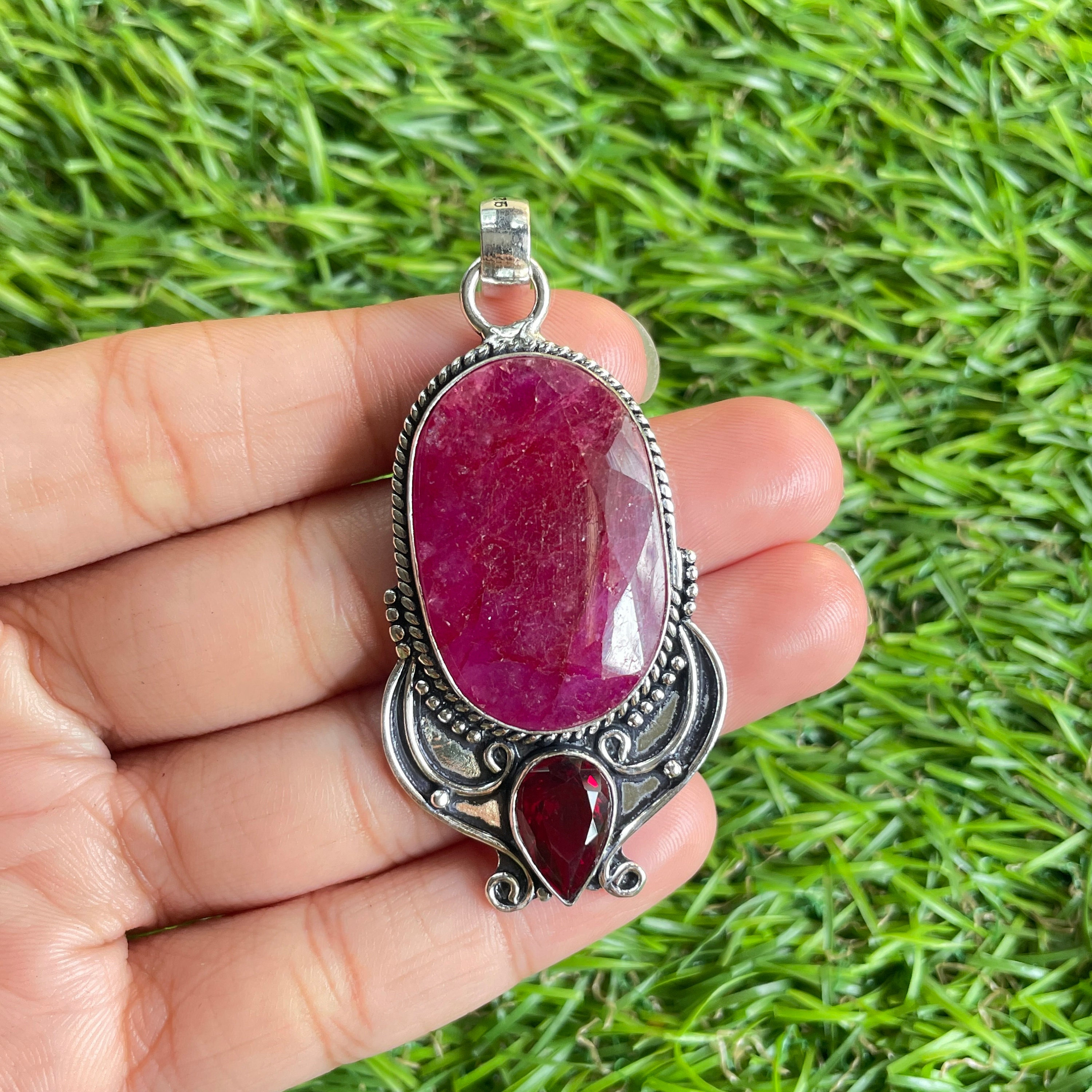 Sterling silver ruby pendant deals
