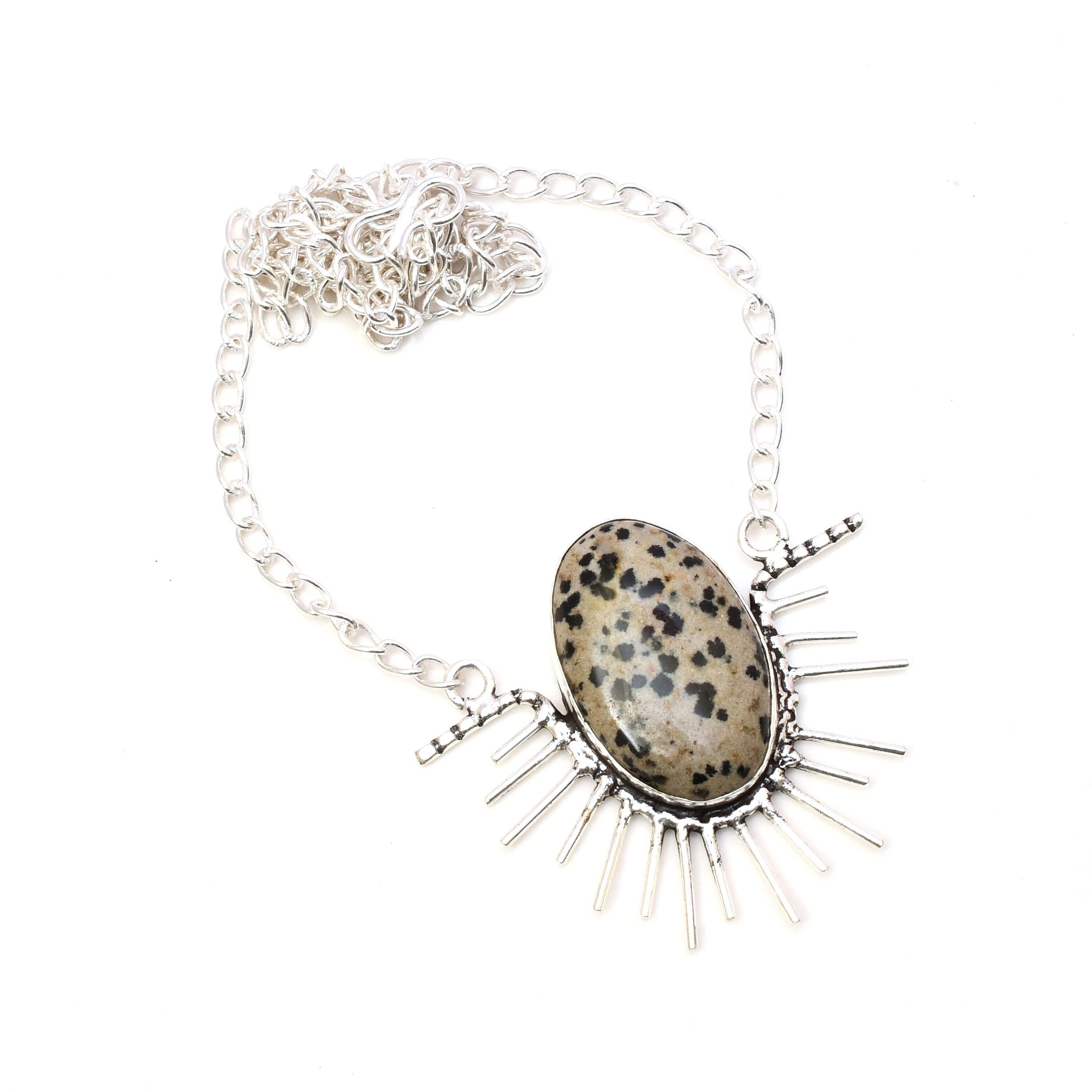 Dalmatian Jasper Necklace Dalmatian Jasper Gemstone Necklace 925 Sterling Silver Necklace Dalmatian Jasper Silver Jewelry Handmade Jewelry