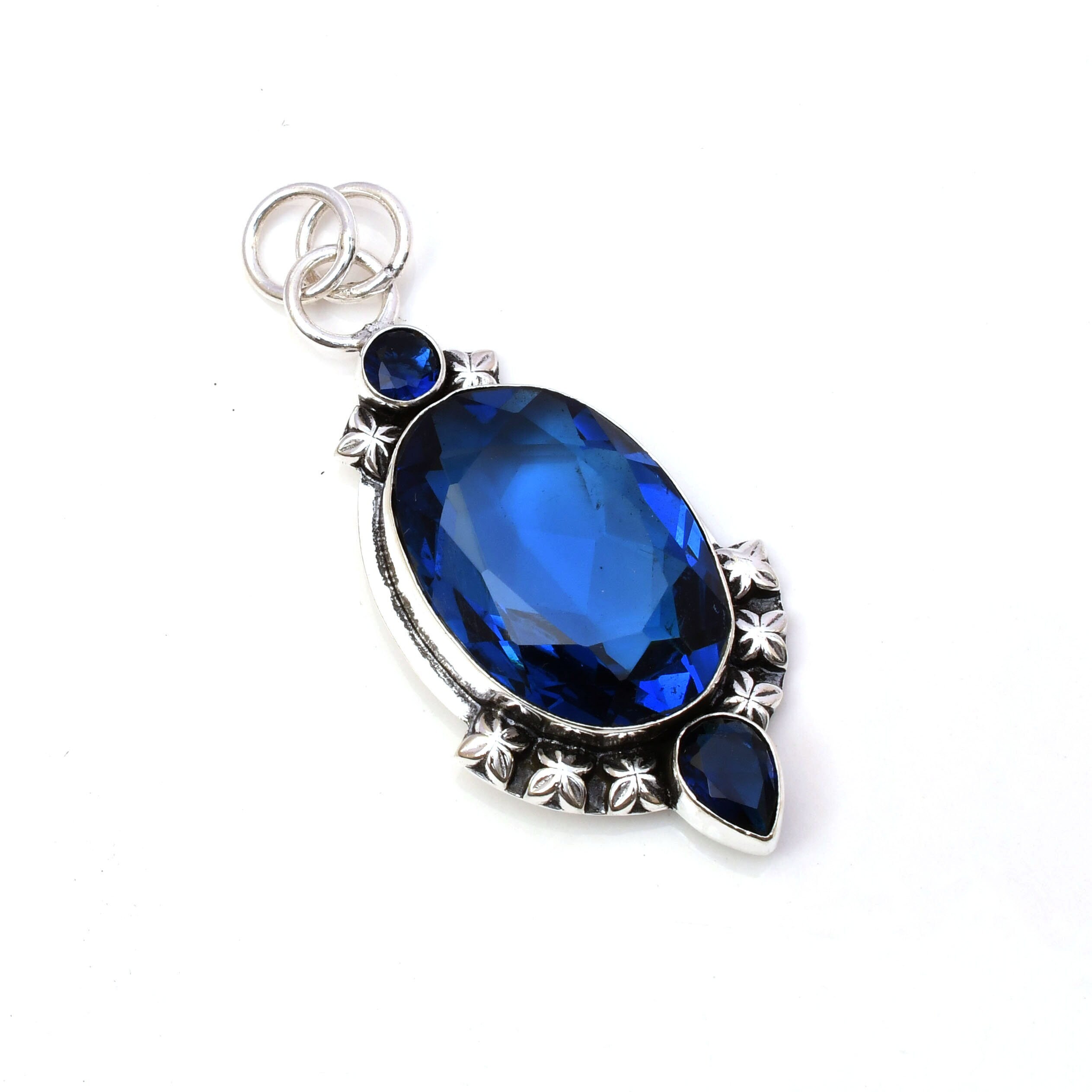 Handmade Blue Sapphire 925 Sterling Silver Pendant: Gemstone Necklace