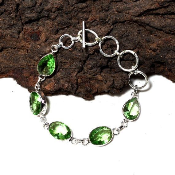 Green amethyst bracelet sterling best sale silver