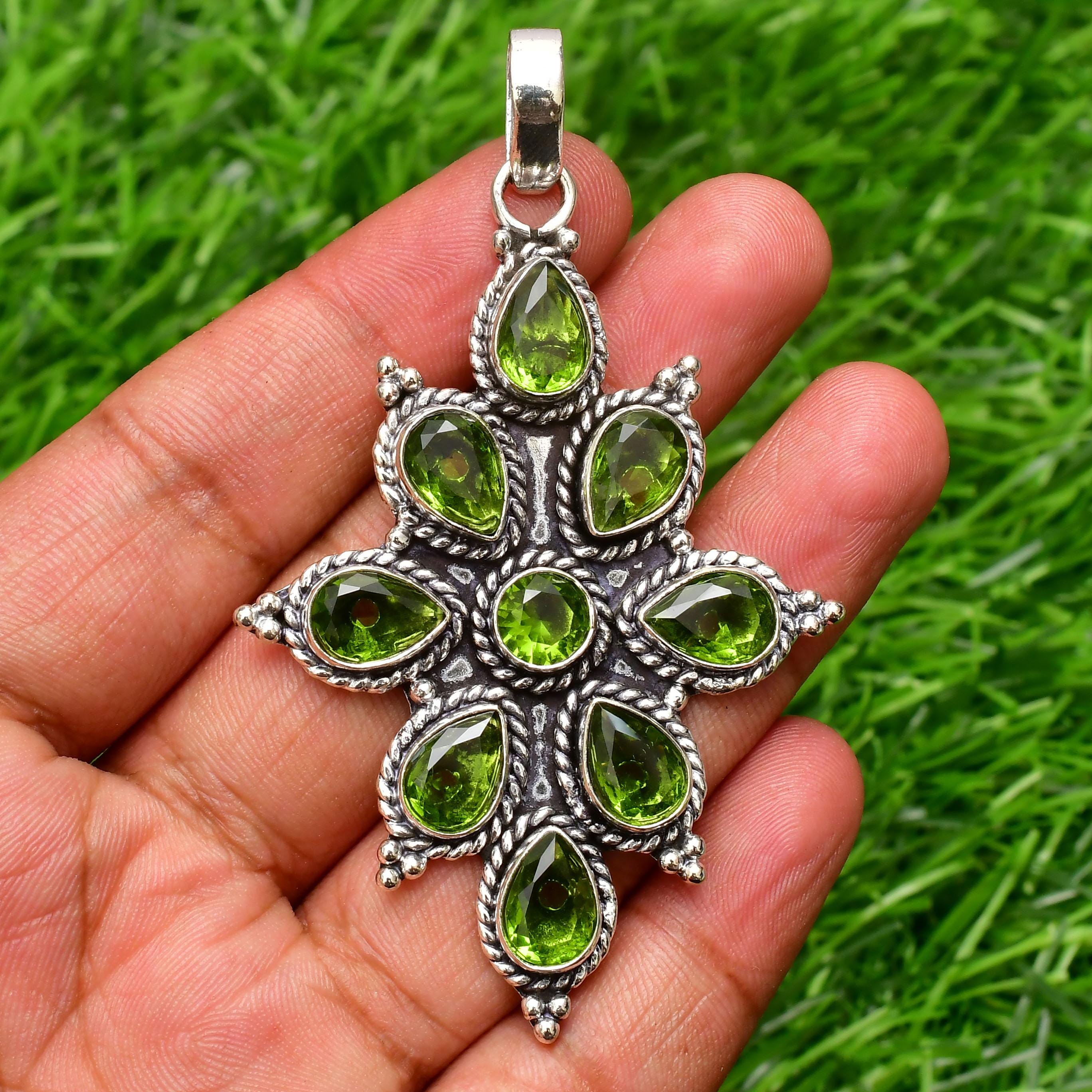 NOVICA Handmade Peridot Pendant Necklace - Sterling Silver Green Birthstone Jewelry With Chain, ‘Lime Lace’ Design