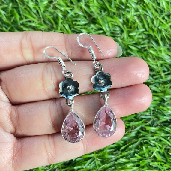 Boucles D'oreilles Vintage En Argent Sterling 925 Avec Pierre De Lune - Fait Main, Pendantes 2 Pouces, Neuf Sans Emballage