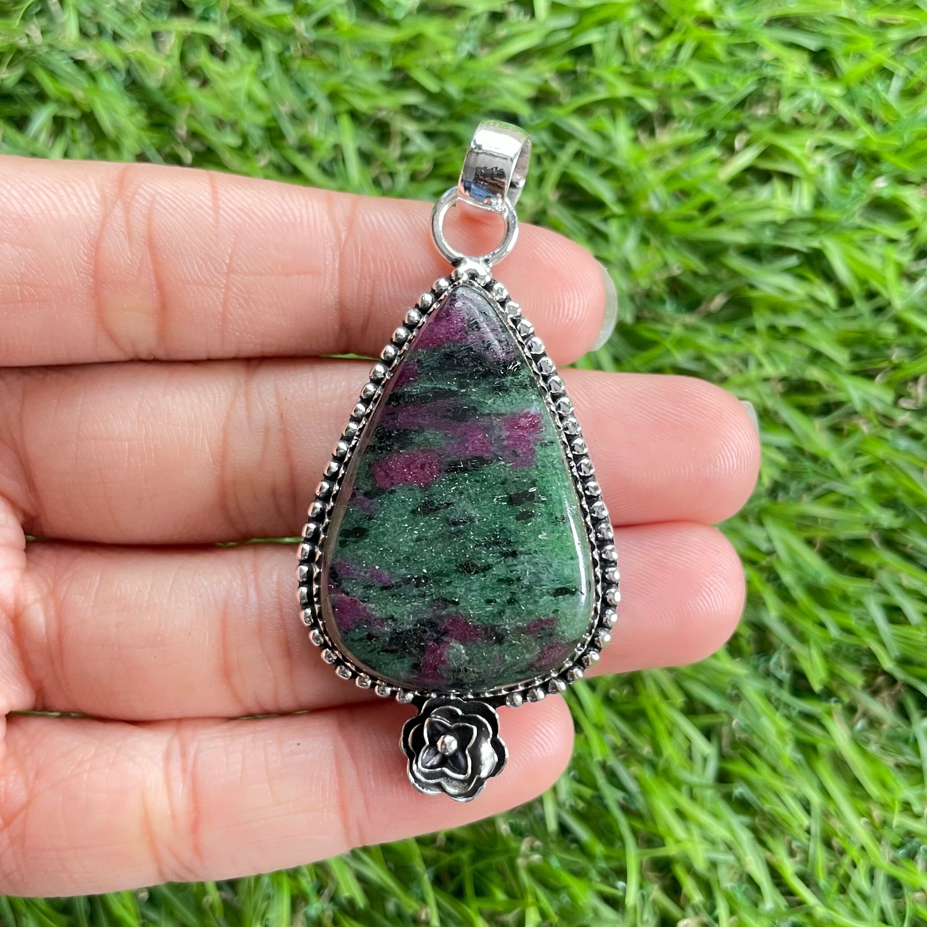Ruby Zoisite Pendant 925 Sterling Silver Pendant Ruby Zoisite Gemstone Handmade Silver Gemstone Jewelry Ruby Zoisite Pendant For Necklaces