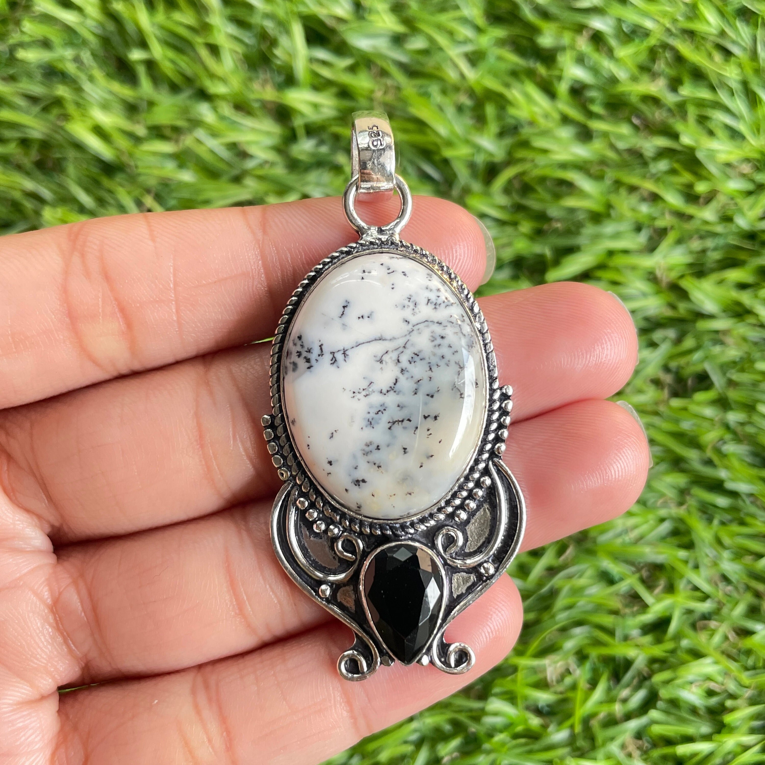 Dendritic Opal Pendant 925 Sterling Silver Pendant Dendritic Opal Gemstone Pendant Handmade Silver stone Jewelry Opal Pendant For Necklaces