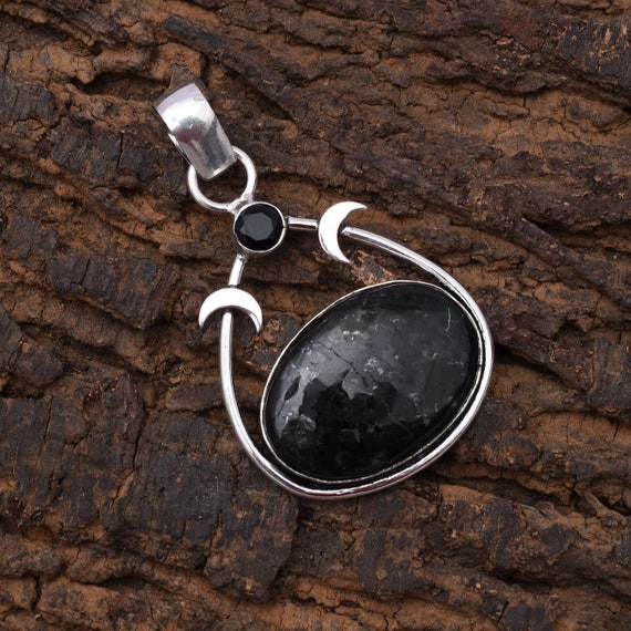 Handmade Nuummite Pendant: 925 Sterling Silver Gemstone Jewelry