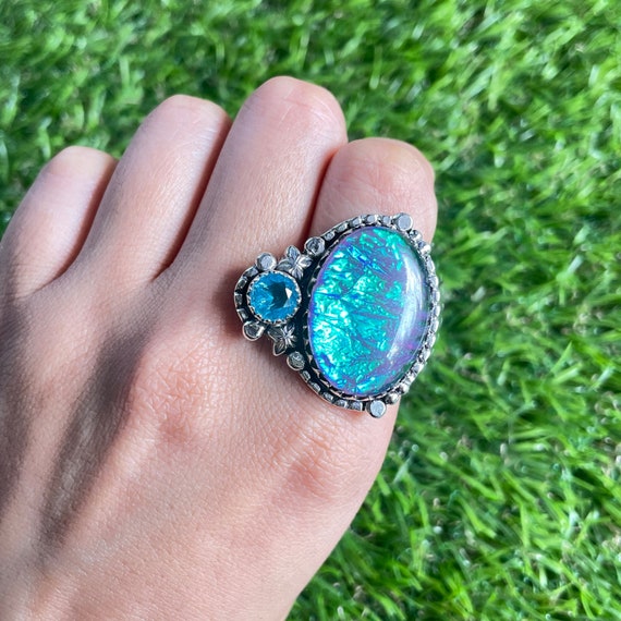 Anello In Argento 925 Con Opale Triplet &ndash; Fatto A Mano, Pietra Naturale Multicolore, Tutte Le Misure