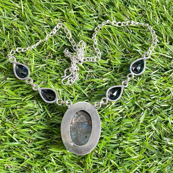 Collier Fait Main En Argent Sterling 925 Avec Labradorite - Longueur 18 Pouces - Inde