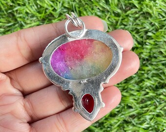 Pendentif En Argent Sterling 925 Avec Quartz Solaire Naturel - Fait Main, 2,25 Pouces - Neuf Sans Emballage