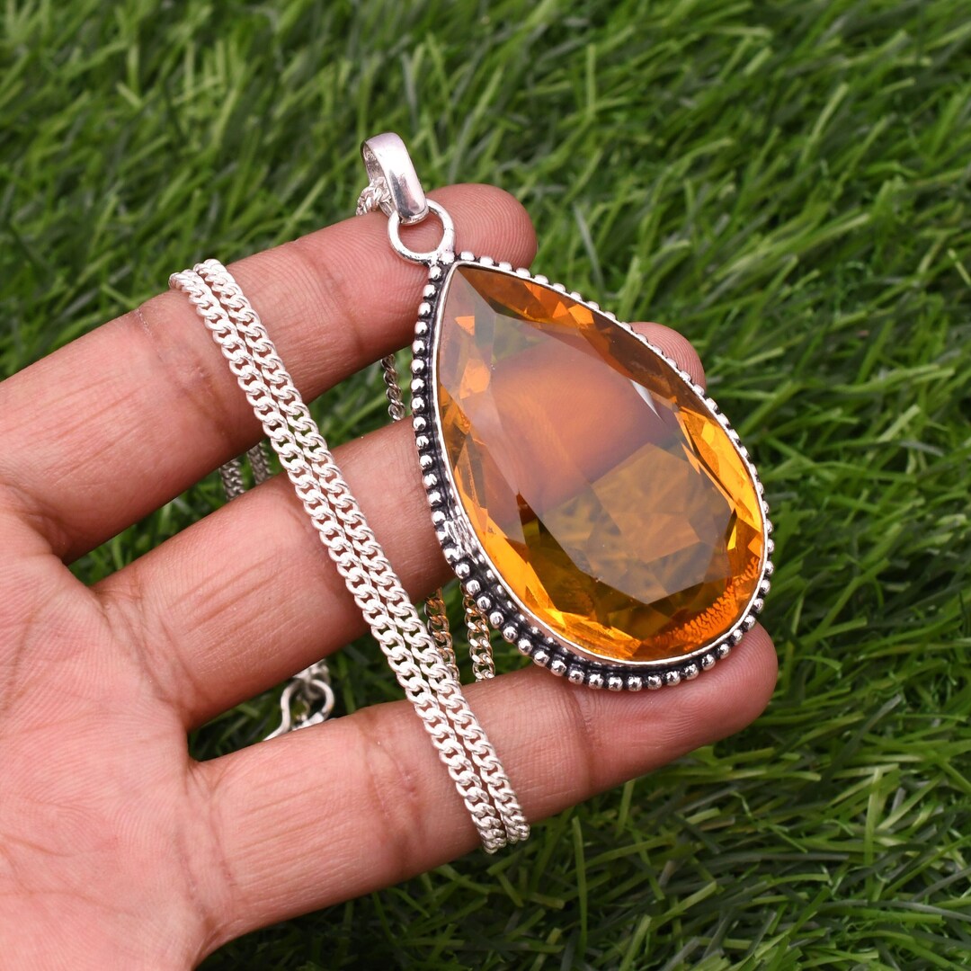 1.32 Carat Genuine Citrine .925 Sterling Silver Pendant main image 0
