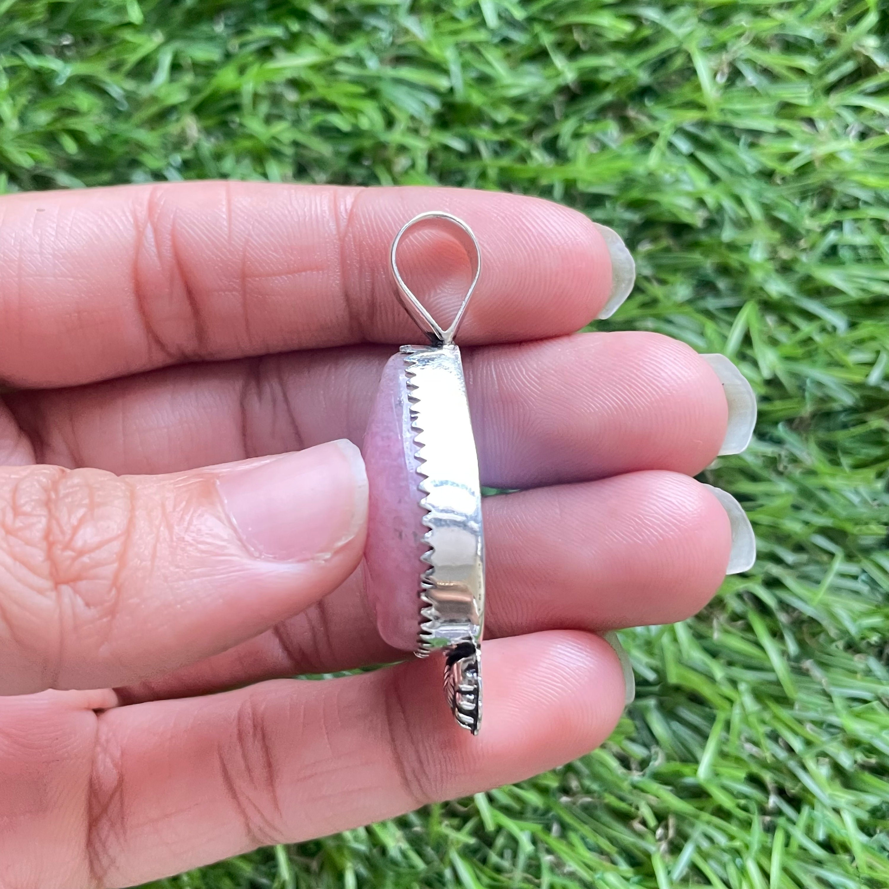 Collana In Argento 925 Con Ciondolo A Doppia Punta In Rodonite Australiana Naturale, Catena 50 Cm - 3