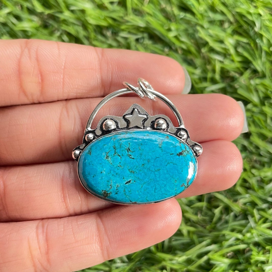Turquoise Pendant 925 Sterling Silver Pendant Turquoise Gemstone