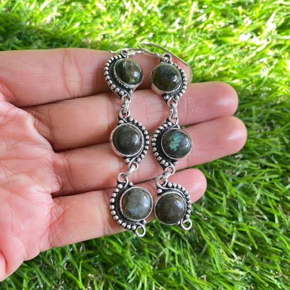 Labradorite Earrings Labradorite 925 Sterling Silver Gemstone Handmade Earring Labradorite Dangle Earrings for Women Earrings for Gift Etsy