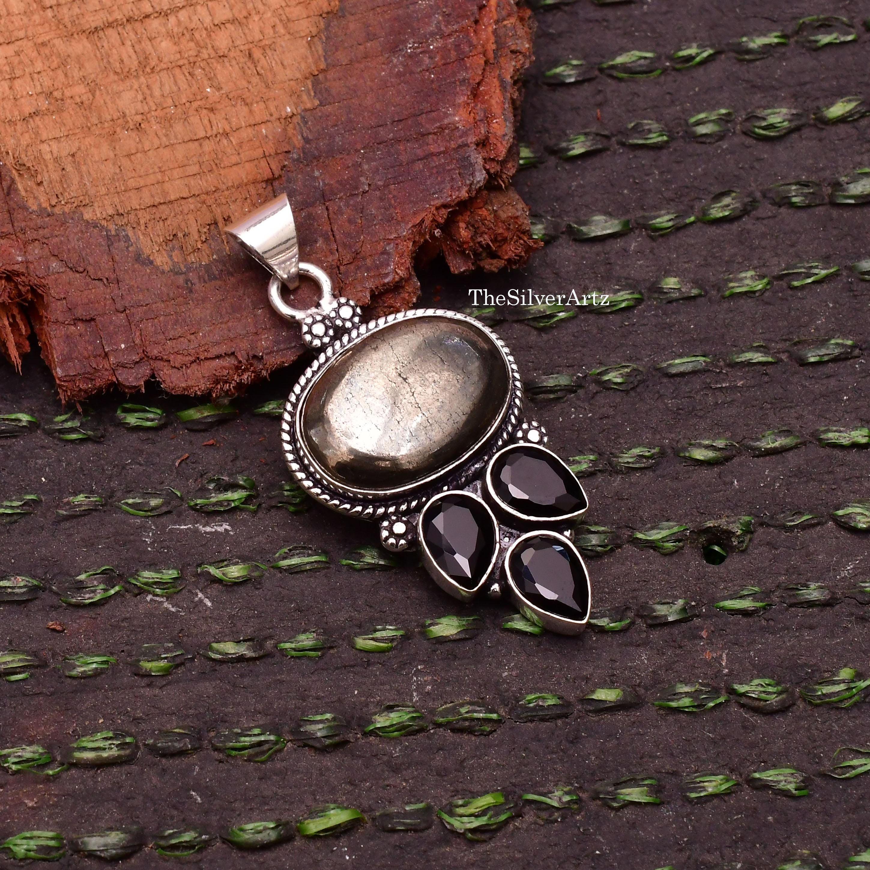 APACHE SILVER ネックレス Apache Pyrite & Spinel 925 Sterling Silver Pendant - Handmade - Etsy