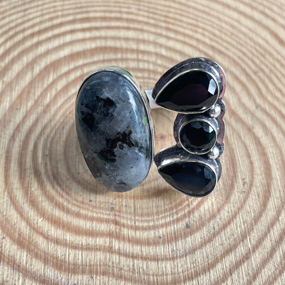 CTHY RING [LARVIKITE] 17号 Larvikite Ring Larvikite Silver Ring 925 Sterling Silver