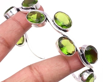 Handgemachte Peridot Armspange: 925 Sterling Silber Armreif