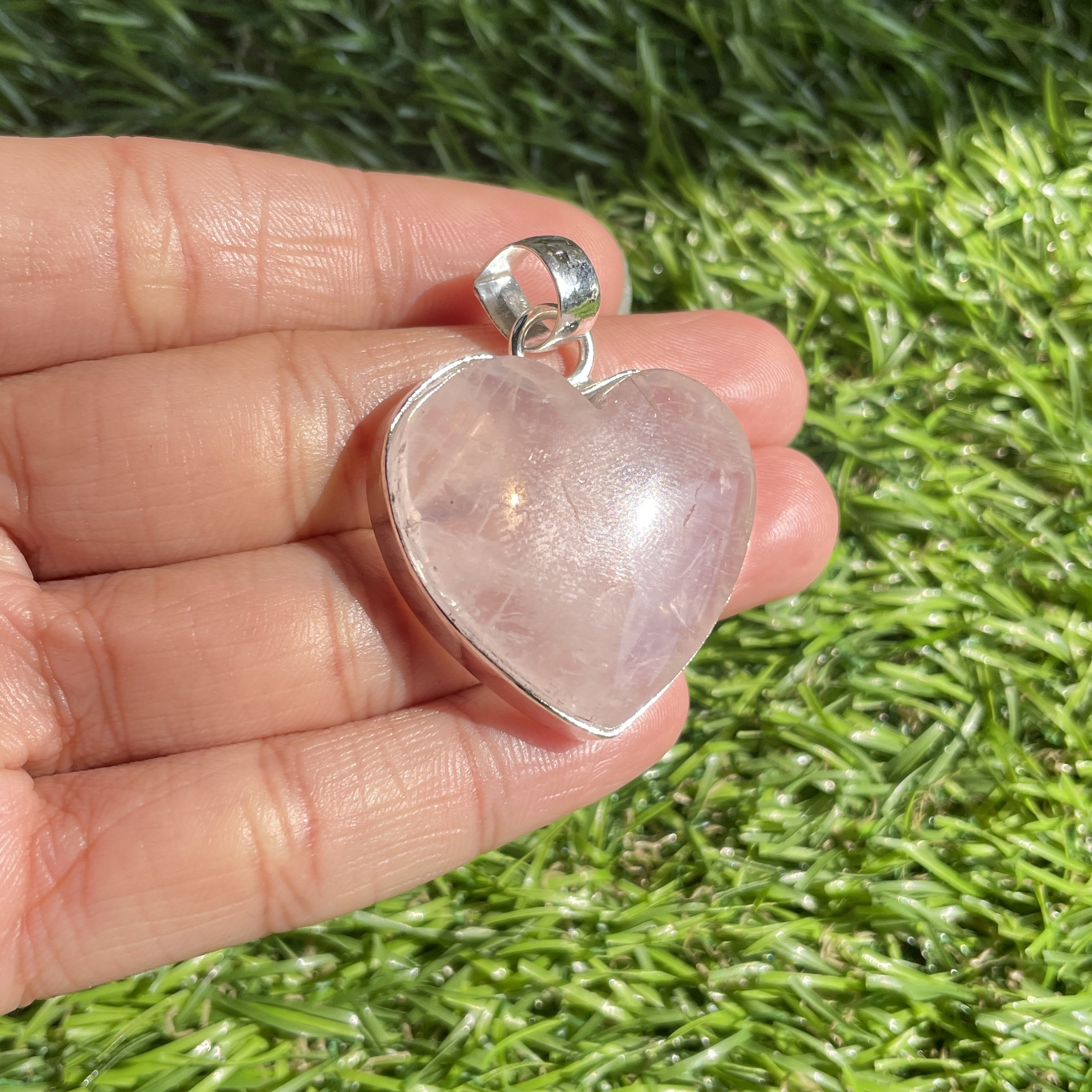 Pendentif Cœur En Quartz Rose Naturel - Breloque Mignonne Cadeau Bien-être Ou Amour