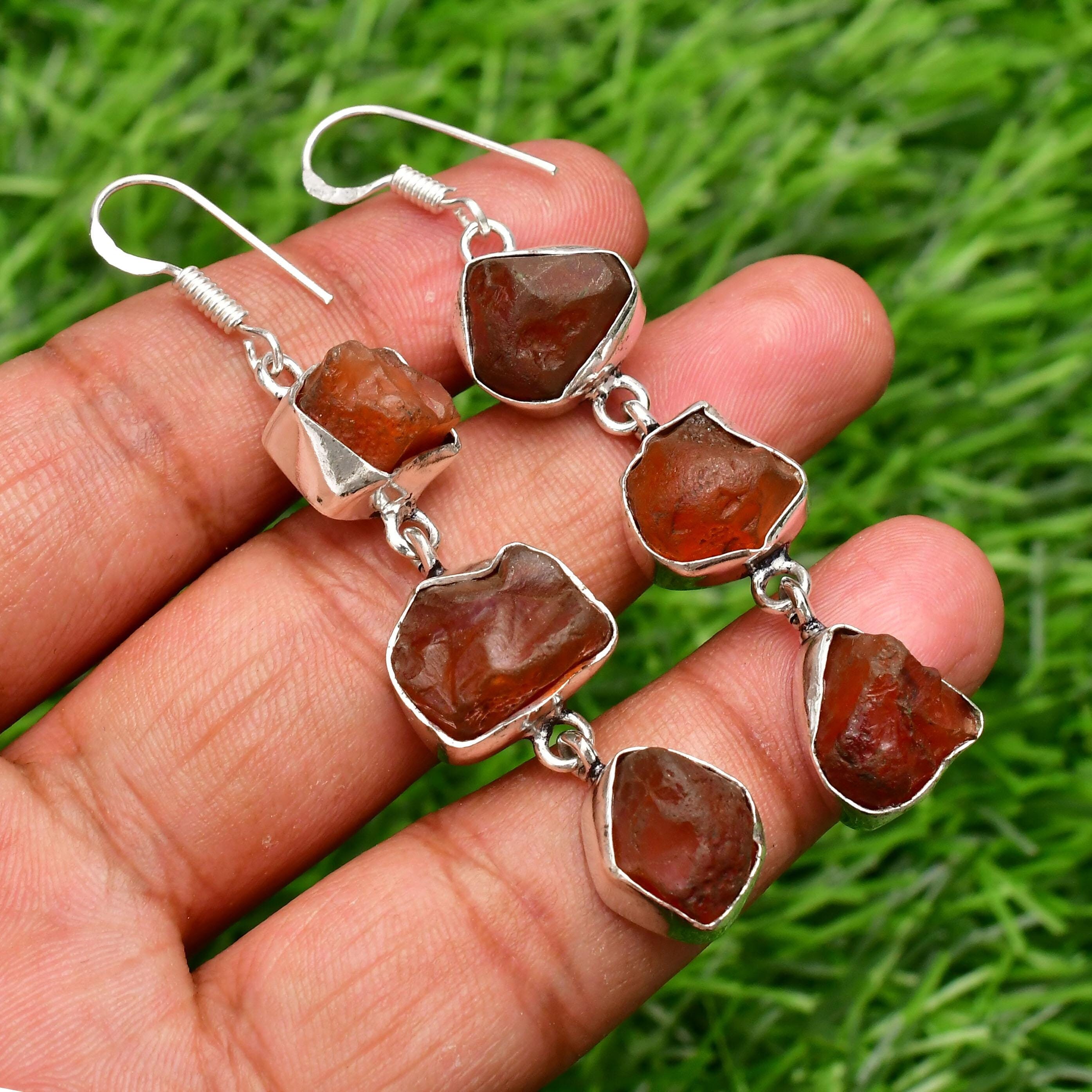 Natural Carnelian 925 Sterling Silver Rough Earrings Gift for her Handmade Earrings Dangle Earrings For Women Everyday Statement Earrings