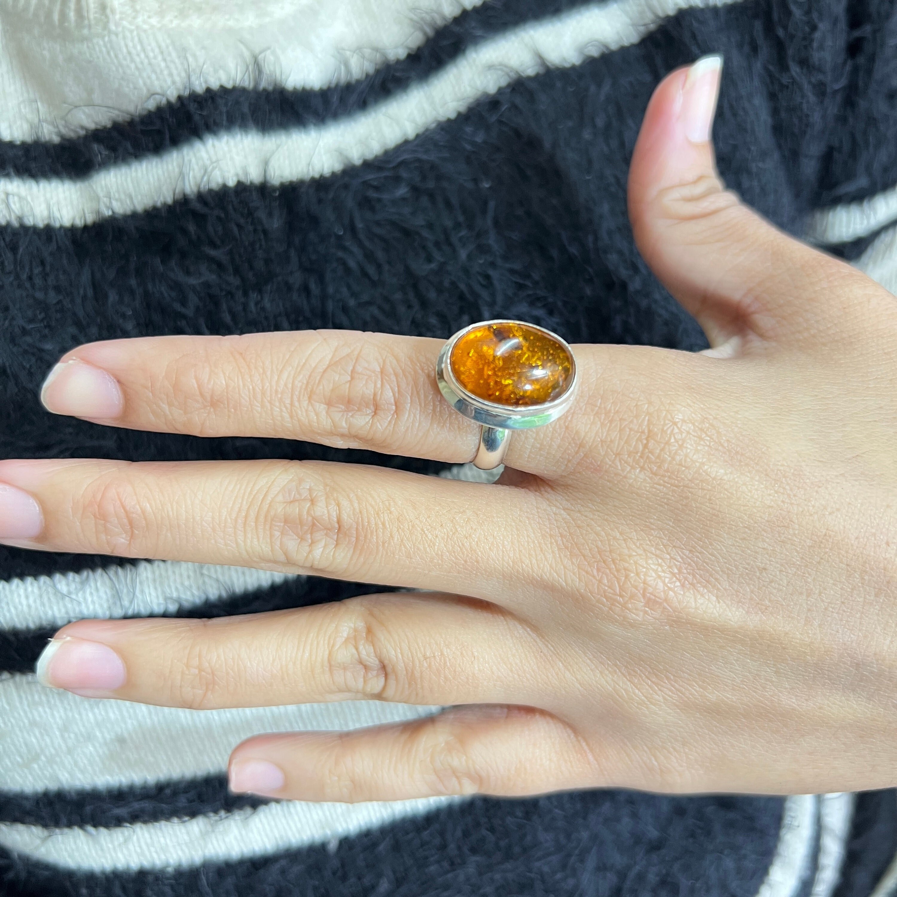 thumbnail image 2 of Wholesale Job Lot 5 Baltic Amber & 925 Sterling Silver Rings | Natural Multi-Colored Artisan Jewelry 2 of 6
