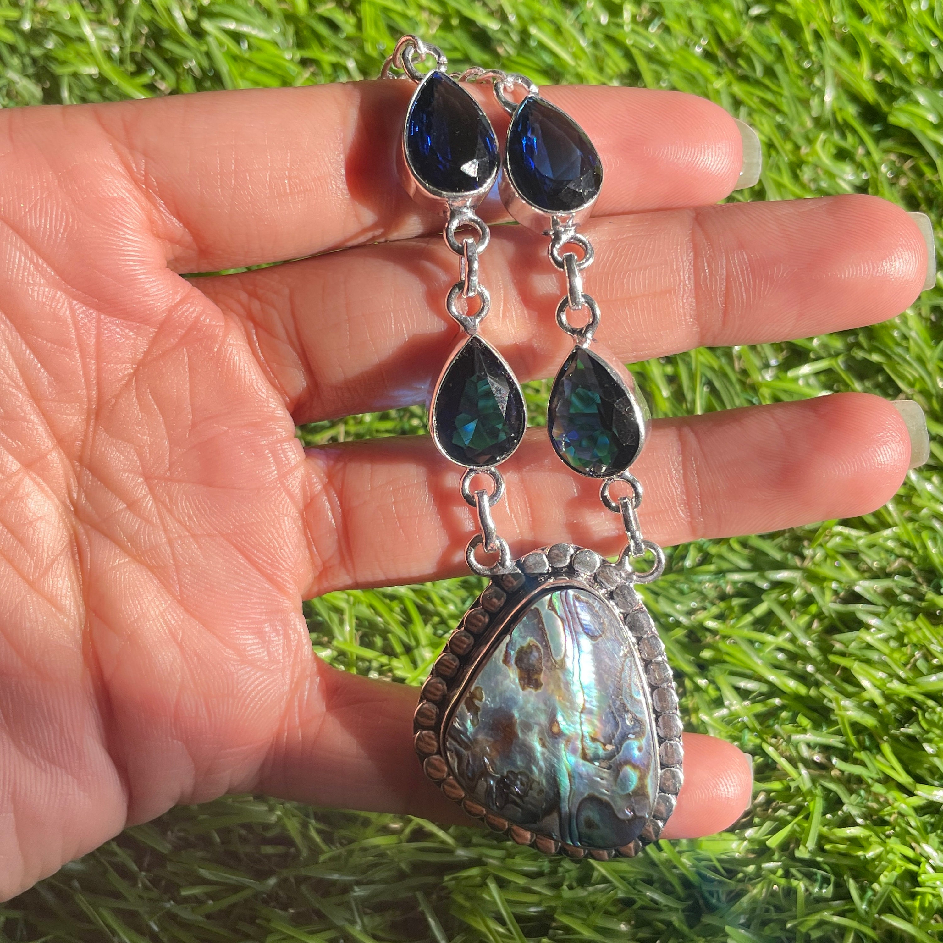 Abalone Shell Necklace Abalone Shell Gemstone 925 Sterling Etsy