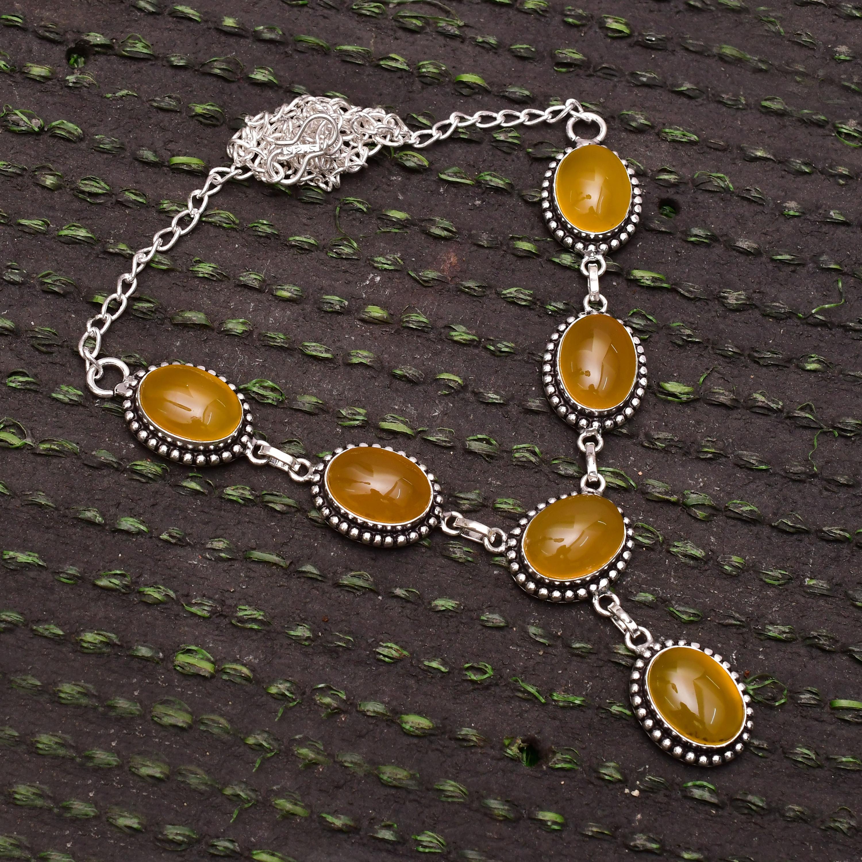 Yellow Onyx 925 Sterling Silver Pendant Jewelry Onyx Handmade Healing Necklace Yellow Color Gemstone For Necklace Women July Birthstone