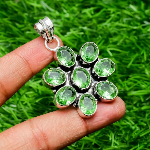 Green Amethyst Pendant 925 Sterling Silver Pendant Green Amethyst Gemstone Handmade Silver Jewelry Birthstone Jewelry Healing Stone Etsy