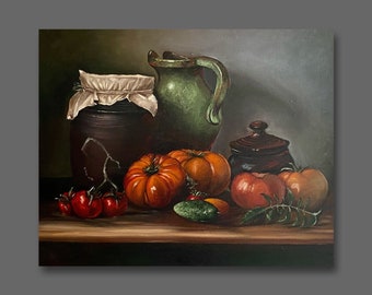 Tomatenmalerei, Tomatenölmalerei, pastose Ölmalerei, Lebensmittelölmalerei, kundenspezifische Ölmalerei, Gemüsekunst