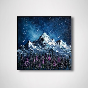 Mountains wall art, original painting on canvas, nature wall art, christmas gift, blue ridge mountains, abstract landscape painting