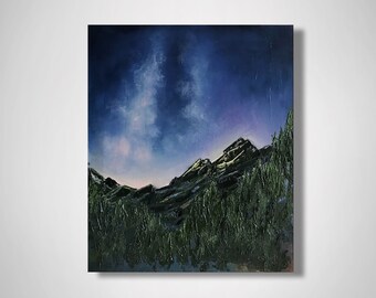 Landscape painting, mother day gift , abstract mountain painting, dark forest painting, nature lover gift