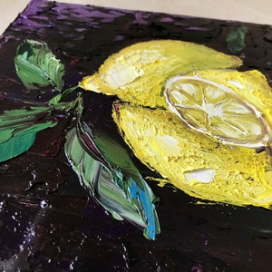 Lemon art, kitchen wall art, Sicily painting, impasto oil painting, gifts for her, still life painting, Italy wall art image 7