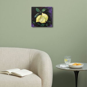 Lemon art, kitchen wall art, Sicily painting, impasto oil painting, gifts for her, still life painting, Italy wall art image 9