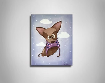 Dog oil painting Chihuahua painting Oil painting on canvas Painting for kids Chihuahua illustration Baby&#39;s Room Nursery Wall Art Original