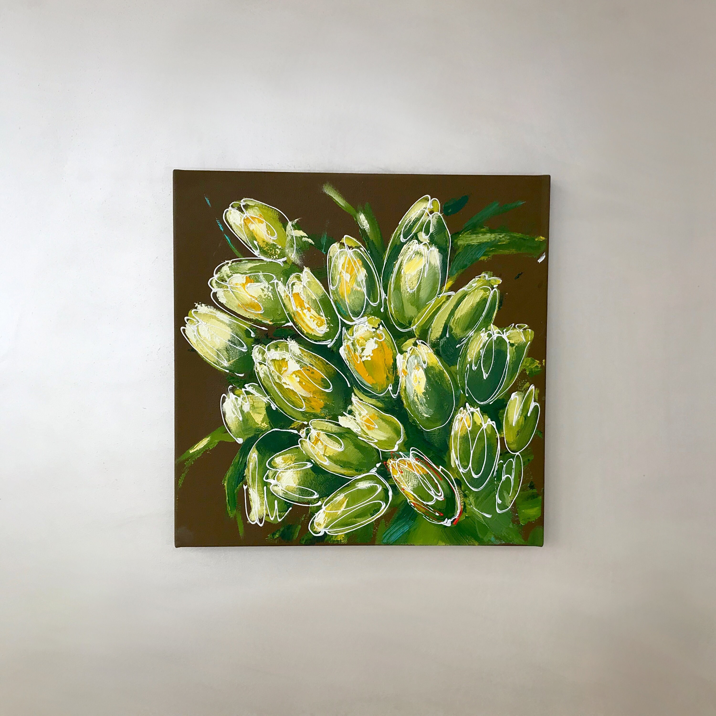 Yellow Tulip Bouquet Oil Painting, Impasto Floral Wall Art - Etsy