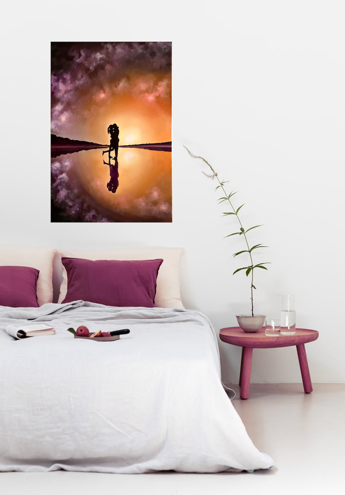 Romantic Wall Art Painting Couple in Love Love Couple Kissing Etsy