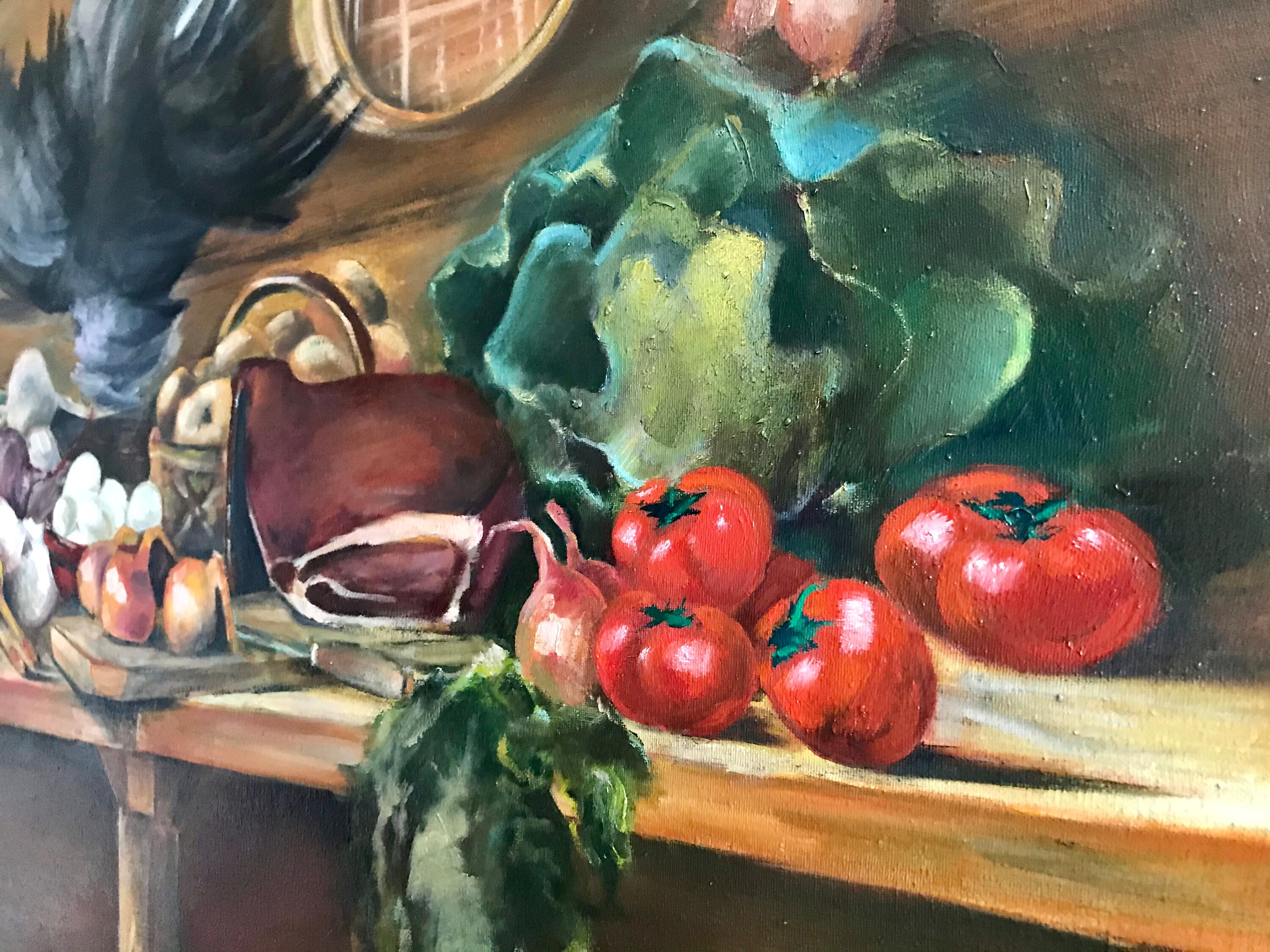 Large Still Life Oil Painting, Kitchen Vegetable Art (80x90 Cm) - Etsy