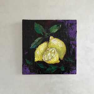 Lemon art, kitchen wall art, Sicily painting, impasto oil painting, gifts for her, still life painting, Italy wall art image 10