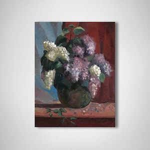 Lilac oil painting, impasto floral painting, floral still life paintings, lilac art, floral oil painting, lilac decor, painting oil flowers