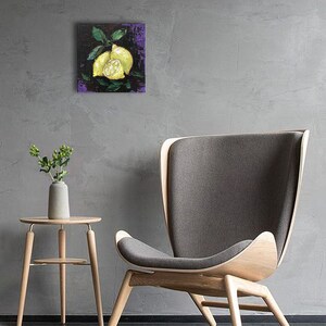 Lemon art, kitchen wall art, Sicily painting, impasto oil painting, gifts for her, still life painting, Italy wall art image 4