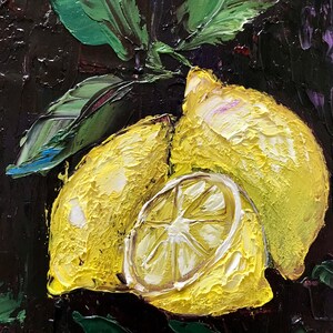 Lemon art, kitchen wall art, Sicily painting, impasto oil painting, gifts for her, still life painting, Italy wall art image 6