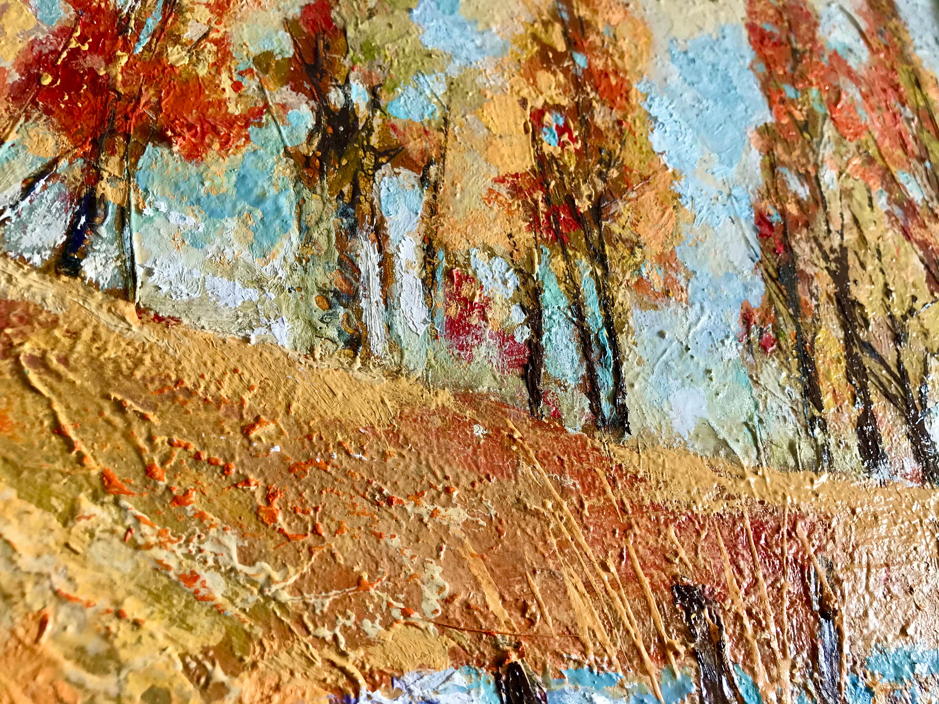 秋の森の油絵、オリジナル風景画（32.8x23.6インチ） - Etsy 日本