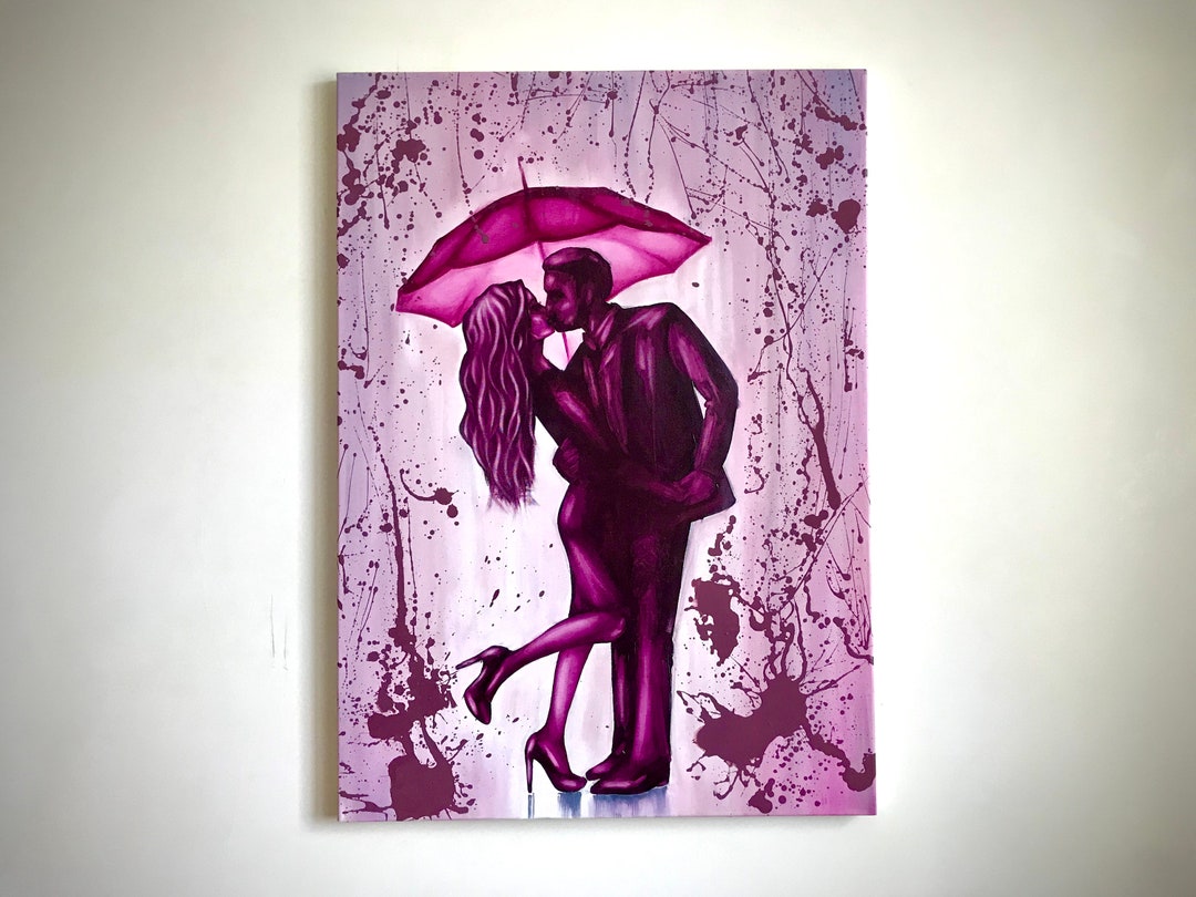 Couple Oil Painting Couple Kissing Painting Love Couple Etsy