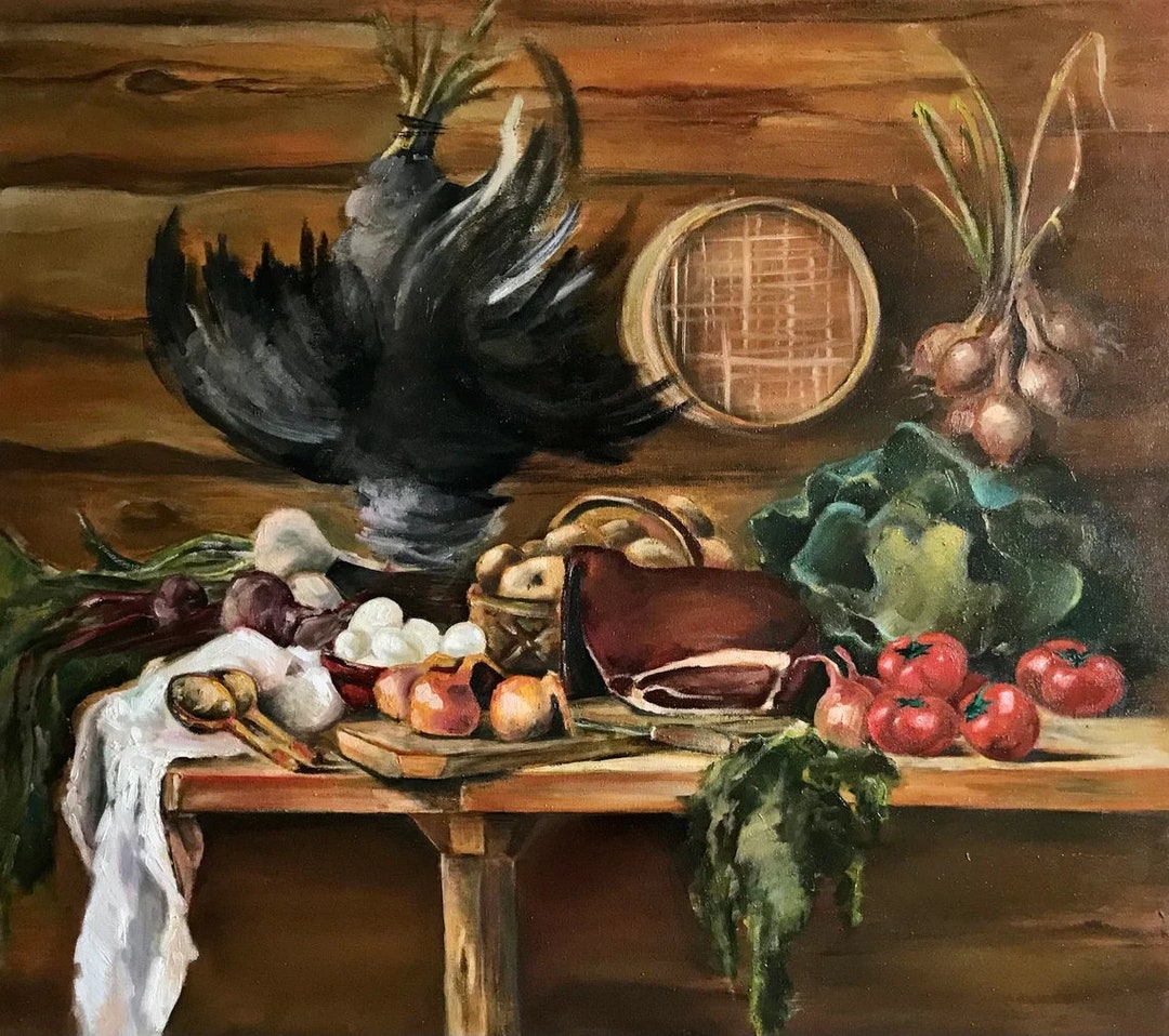 Large Still Life Oil Painting, Kitchen Vegetable Art (80x90 Cm) - Etsy