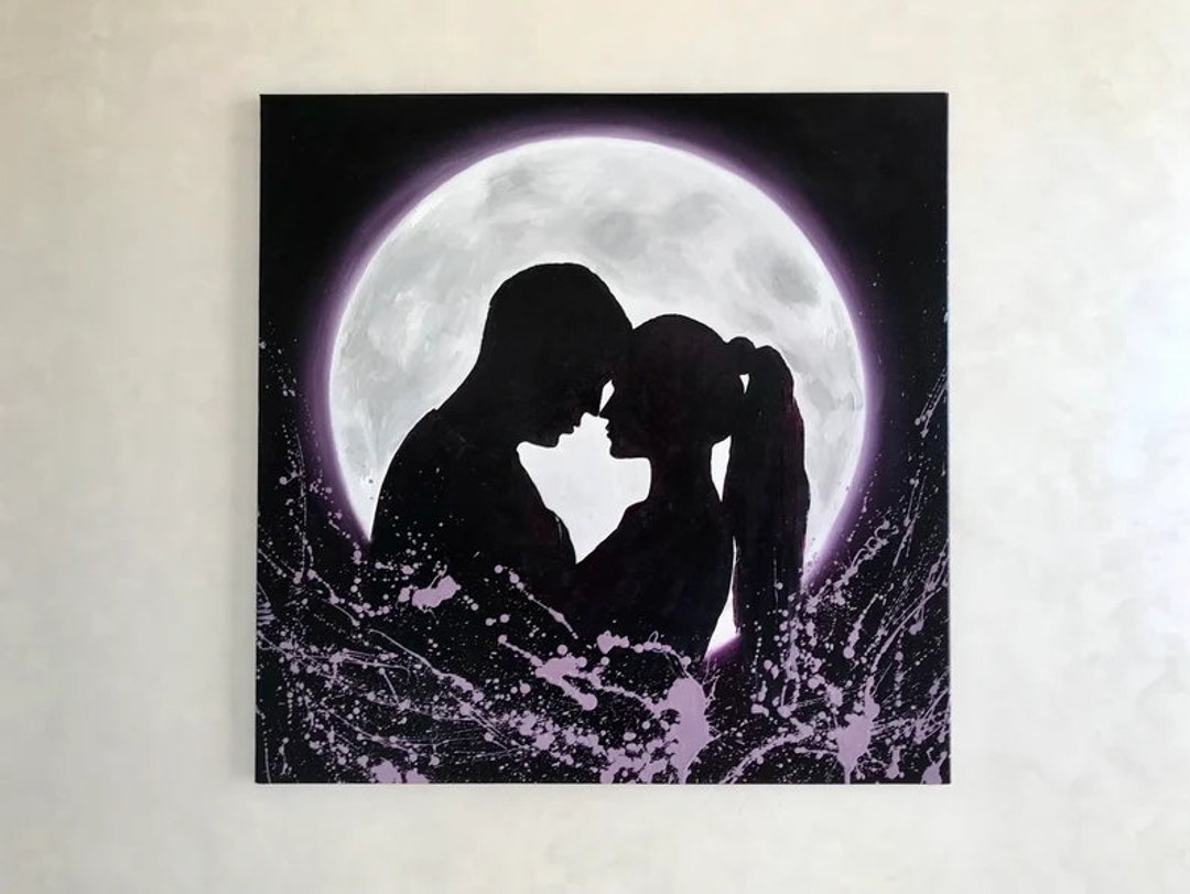 Couple in Love Art, Romantic Bedroom Art, Original Painting, Couple