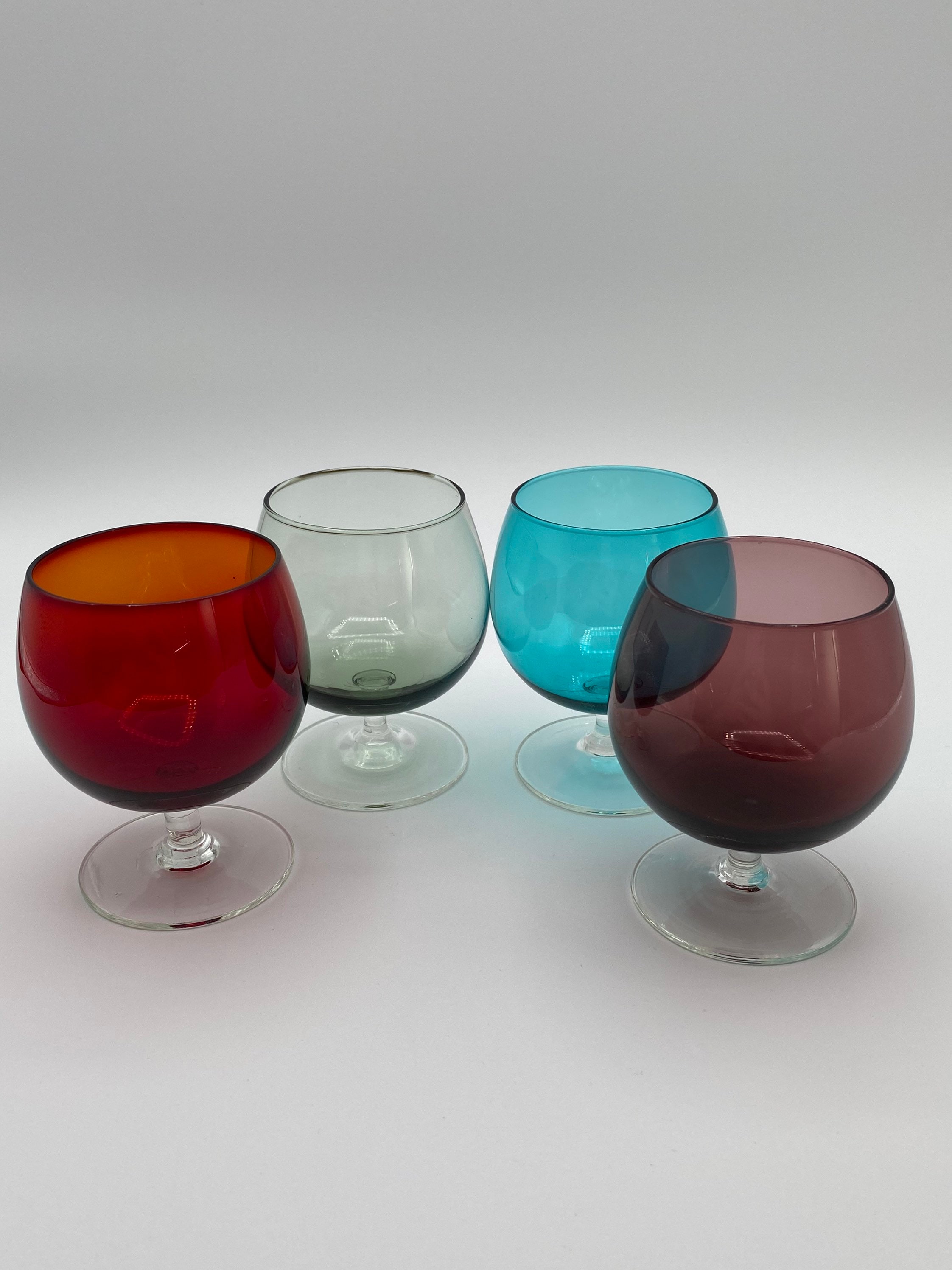 Vintage Set de 4 Multi Color Mini Brandy Snifters Cordiales Etsy