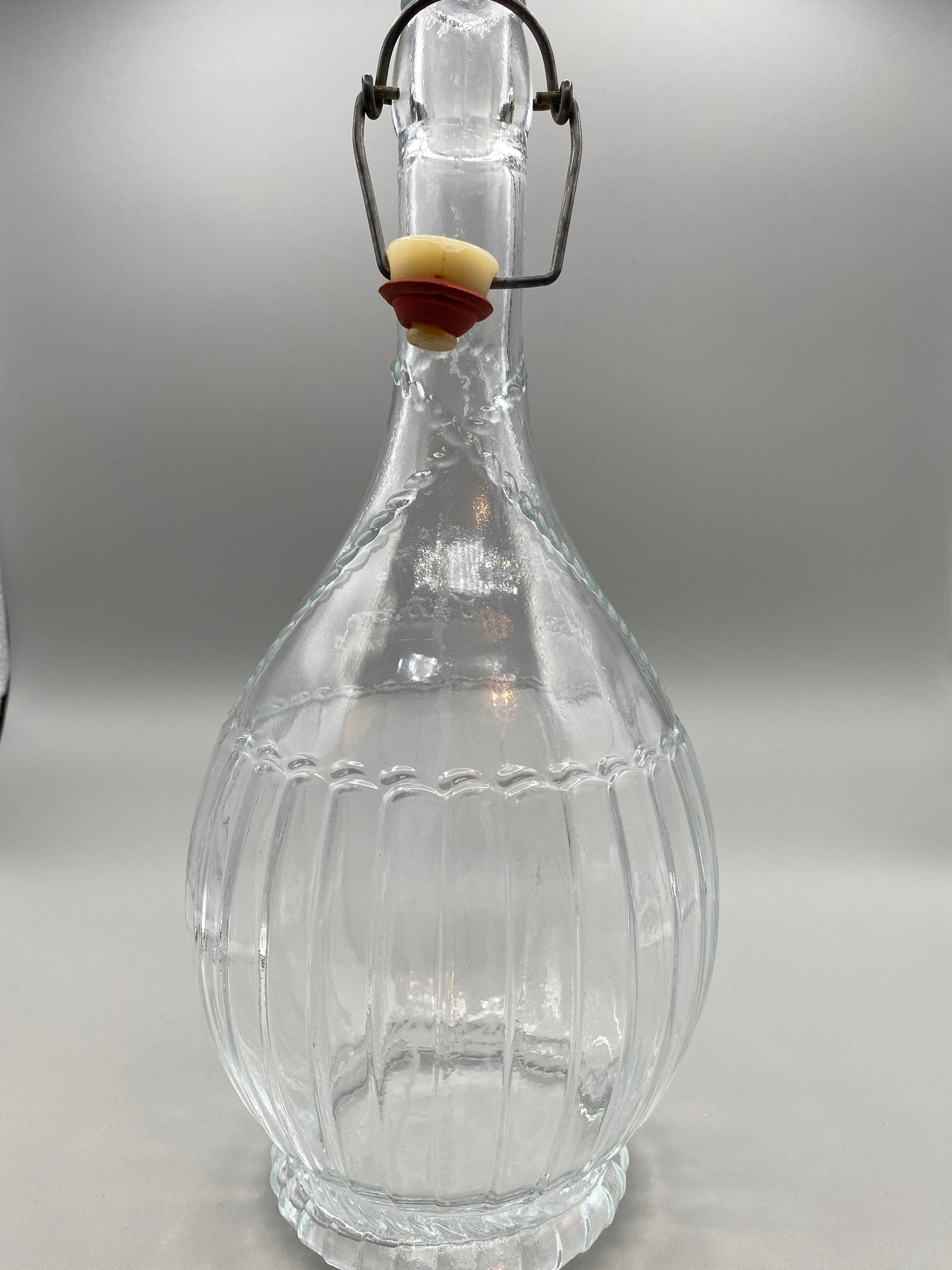 Vintage Italian Glass Wine Swing Bottle the Bosss Wine Italy Etsy